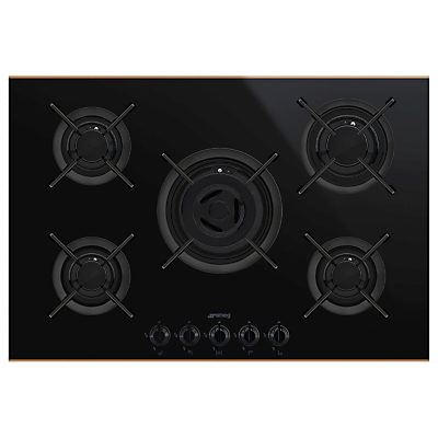 Smeg PV675CNR Dolce Stil Novo Gas Hob, Black/Copper